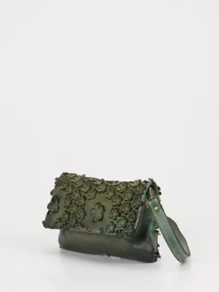 Alchimia – Clutch aus Kalbleder mit Blumenapplikation
