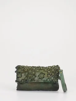 Alchimia – Clutch aus Kalbleder mit Blumenapplikation