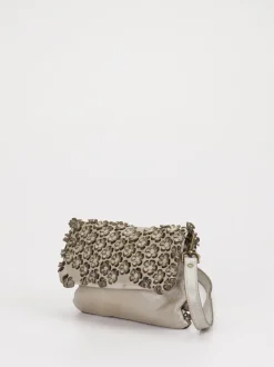 Alchimia – Schultertasche aus Kalbleder mit Blumenoptik