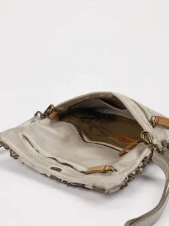 Alchimia – Schultertasche aus Kalbleder mit Blumenoptik