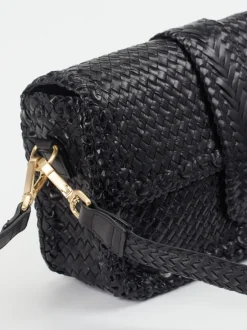 Allan K – Baguette-Tasche aus Flechtleder Schwarz