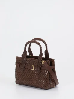 Allan K – Mini Tote Bag aus Flechtleder Dunkelbraun