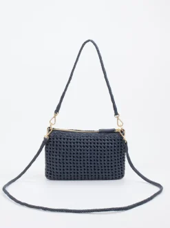 Allan K – Schultertasche aus Flechtleder Dunkelblau