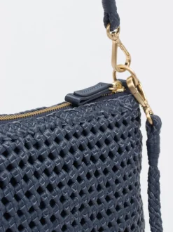 Allan K – Schultertasche aus Flechtleder Dunkelblau