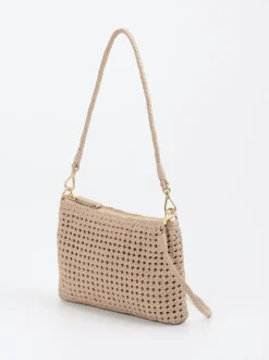 Allan K – Schultertasche aus Flechtleder Beige