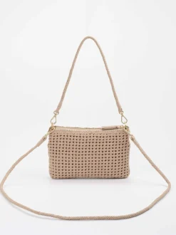 Allan K – Schultertasche aus Flechtleder Beige