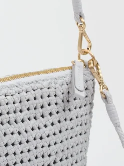 Allan K – Schultertasche aus Flechtleder Hellgrau