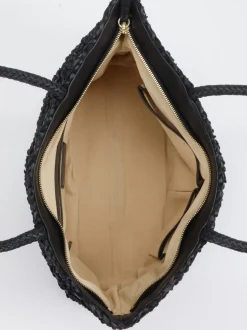 Allan K – Shopper aus Flechtleder in Schwarz