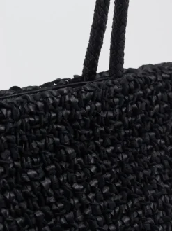 Allan K – Shopper aus Flechtleder in Schwarz