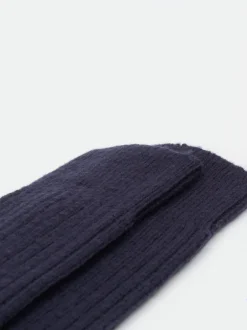 Alto Milano – Rippstricksocken aus Wolle Dunkelblau