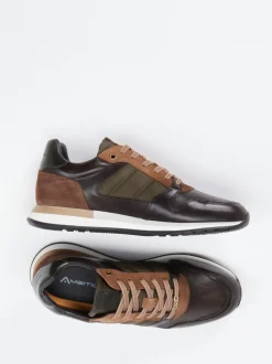 Ambitious – Retro-Sneaker aus Kalbleder-Mix Dunkelbraun