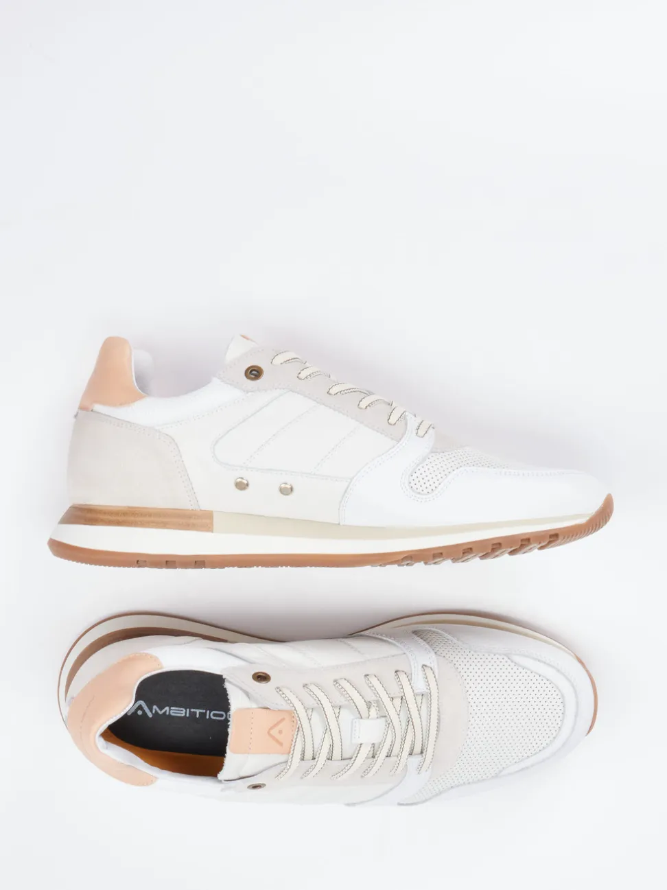 Ambitious – Retro-Sneaker aus Lammleder und Mesh Offwhite
