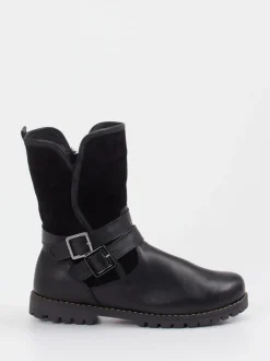 Andrea Conti – Biker Boots aus Velours- und Glattleder schwarz