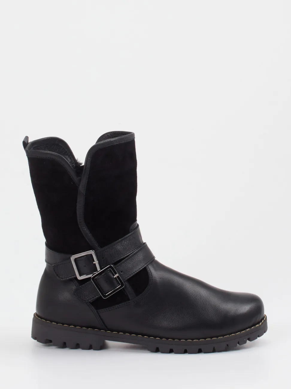 Andrea Conti – Biker Boots aus Velours- und Glattleder schwarz