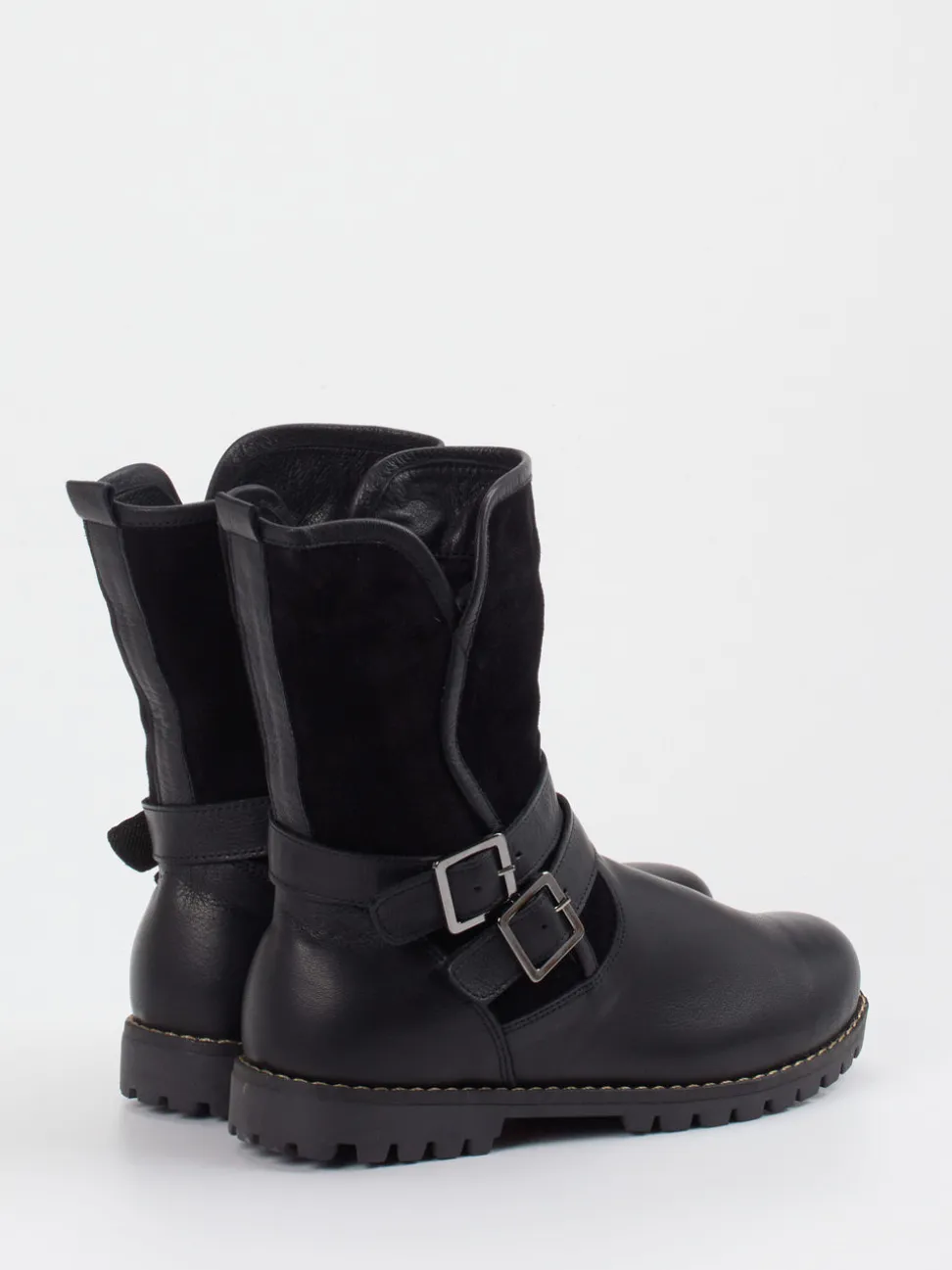 Andrea Conti – Biker Boots aus Velours- und Glattleder schwarz