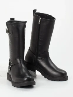 Andrea Conti – Biker-Stiefelette aus Kalbleder schwarz