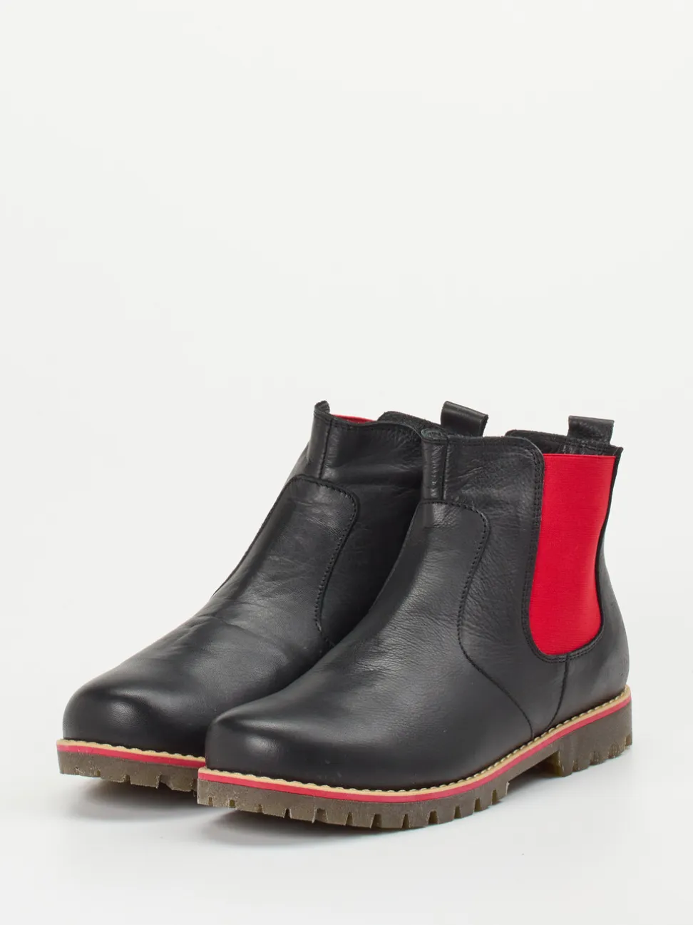 Andrea Conti – Chelsea Boots aus Kalbleder Schwarz Rot