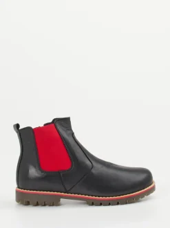 Andrea Conti – Chelsea Boots aus Kalbleder Schwarz Rot