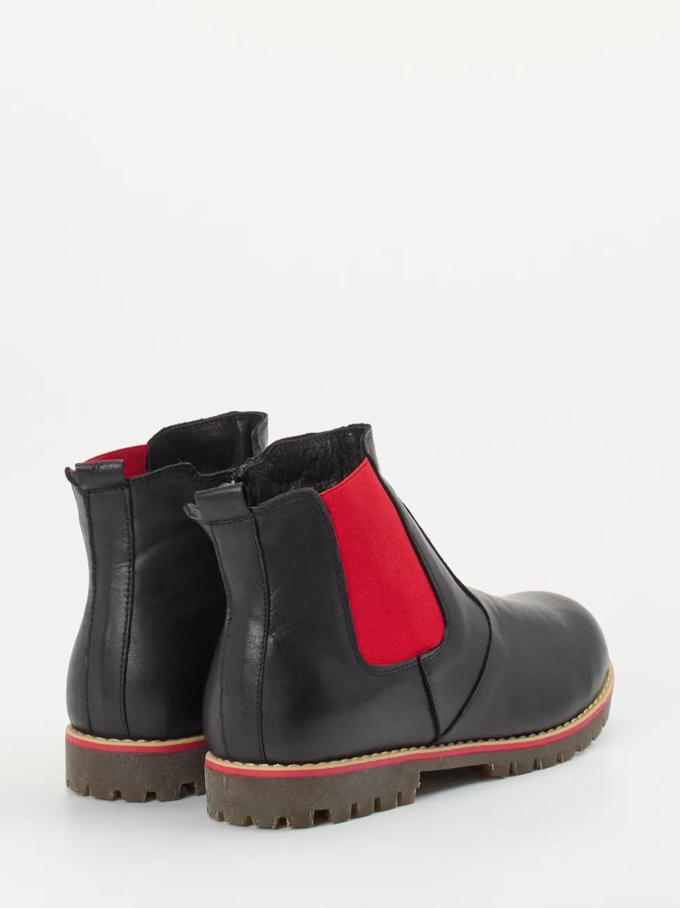 Andrea Conti – Chelsea Boots aus Kalbleder Schwarz Rot