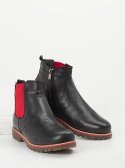 Andrea Conti – Chelsea Boots aus Kalbleder Schwarz Rot