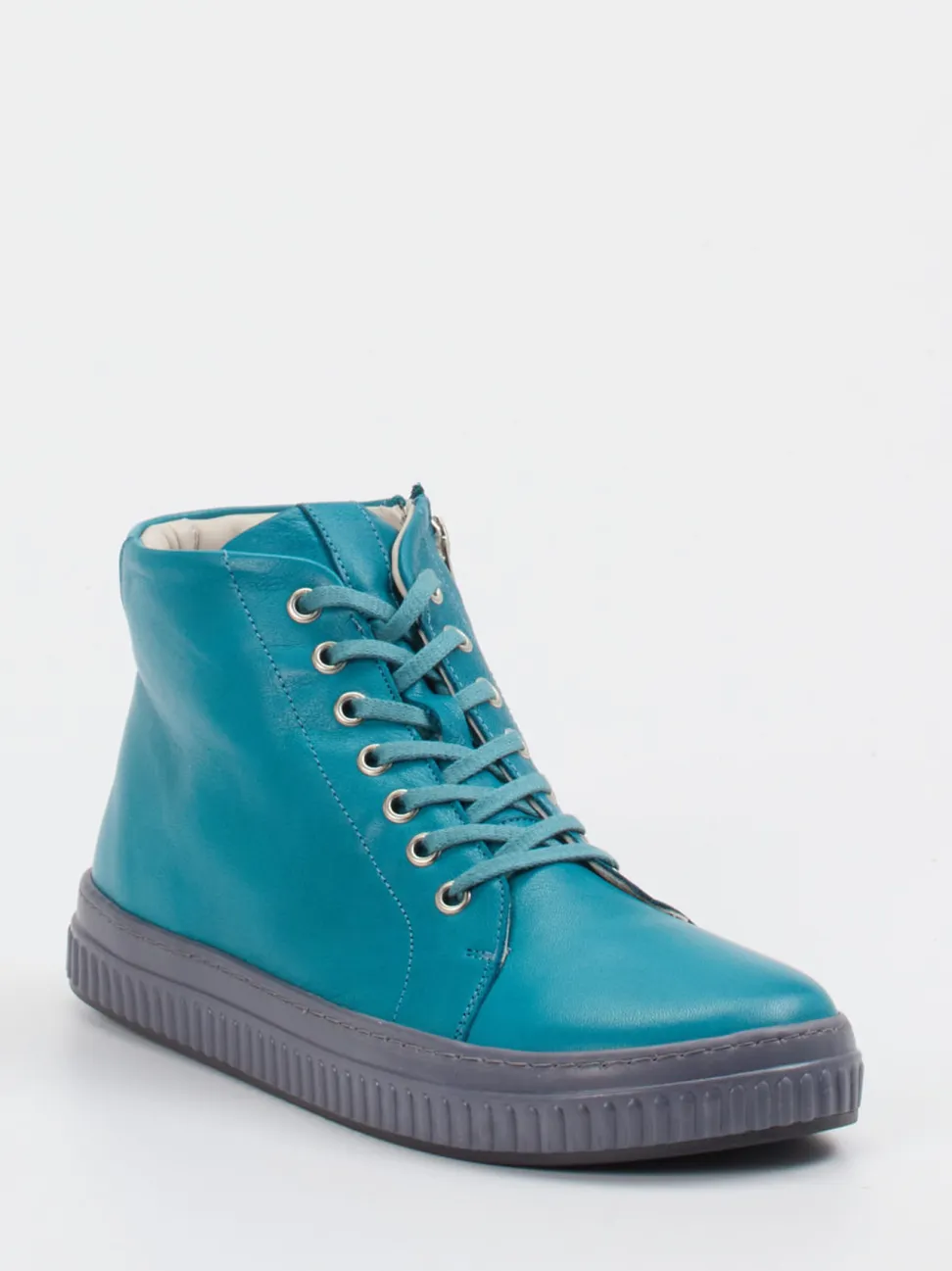 Andrea Conti – High-Top Sneaker aus Kalbleder petrol