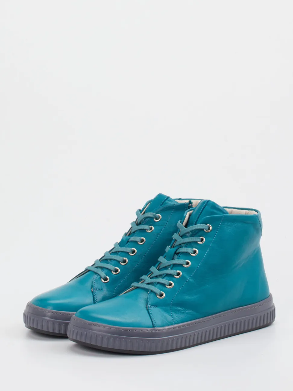 Andrea Conti – High-Top Sneaker aus Kalbleder petrol