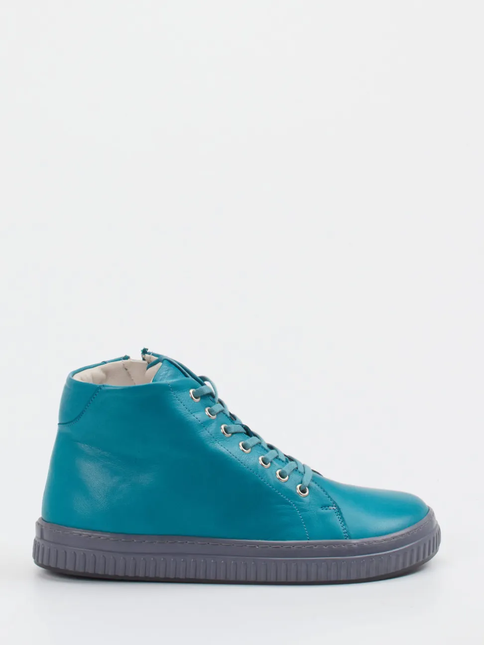 Andrea Conti – High-Top Sneaker aus Kalbleder petrol