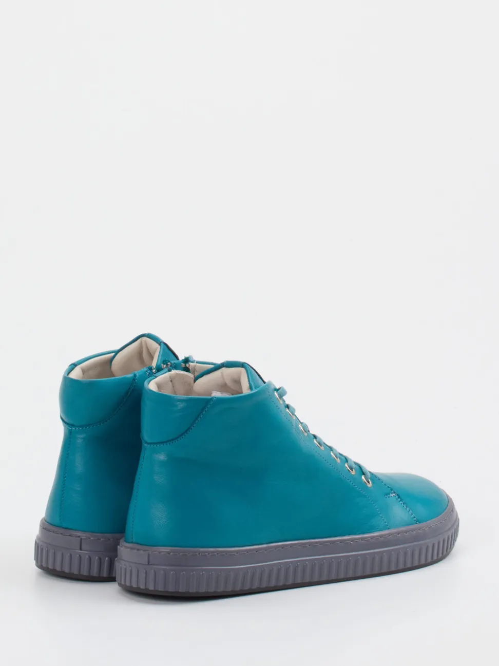Andrea Conti – High-Top Sneaker aus Kalbleder petrol