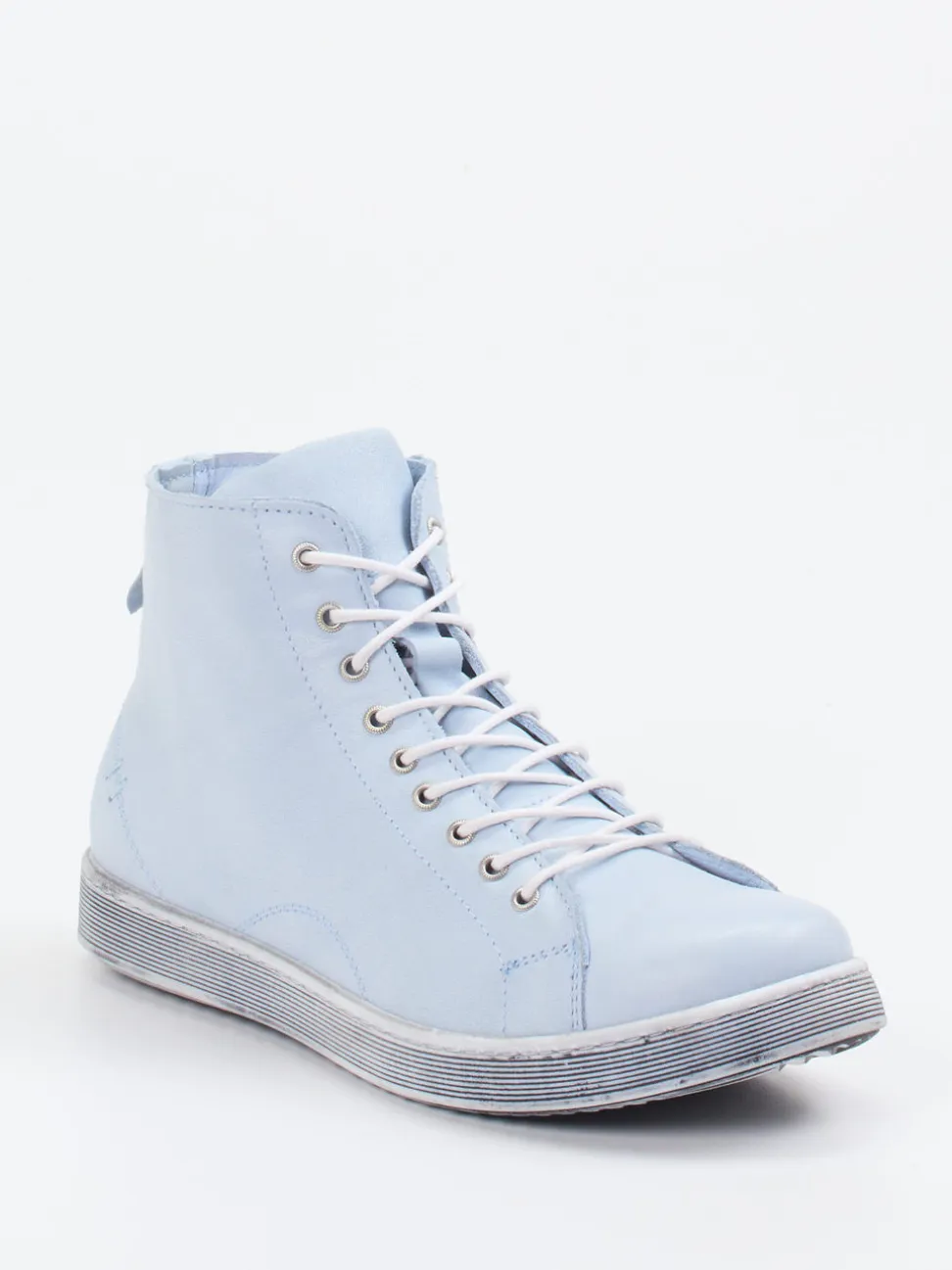 Andrea Conti – High-Top Sneaker aus Kalbleder hellblau