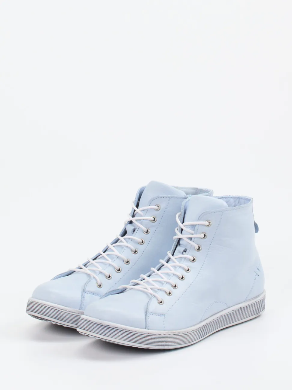 Andrea Conti – High-Top Sneaker aus Kalbleder hellblau