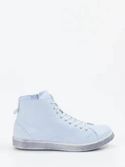 Andrea Conti – High-Top Sneaker aus Kalbleder hellblau