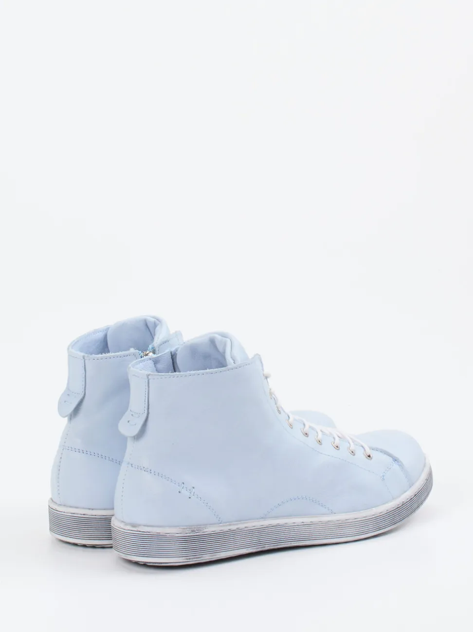 Andrea Conti – High-Top Sneaker aus Kalbleder hellblau