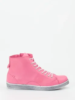 Andrea Conti – High-Top Sneaker aus Kalbleder pink