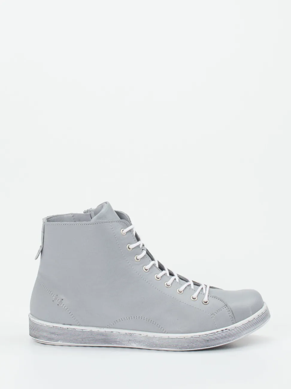 Andrea Conti – High-Top Sneaker aus Kalbleder hellgrau