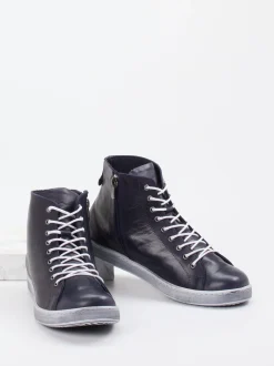 Andrea Conti – High-Top-Sneaker aus Kalbleder dunkelblau