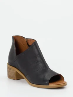 Andrea Conti – Peep-Toe-Stiefelette aus Kalbleder schwarz