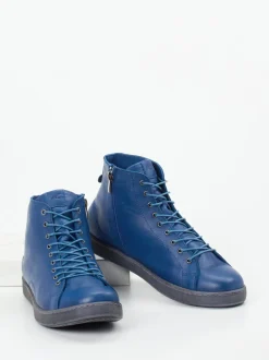Andrea Conti – Schnürboots aus Kalbleder Marineblau