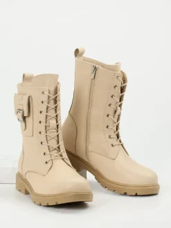 Andrea Conti – Schnürboots aus Kalbleder Beige