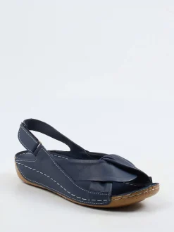 Andrea Conti – Slingback-Sandalen aus Kalbleder Dunkelblau
