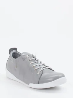 Andrea Conti – Sneaker aus Kalbleder silberfarben