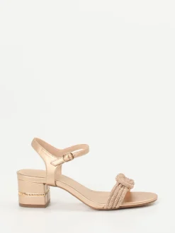 Andrea Puccini – Abendsandalen aus Metallicleder Roségold