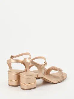 Andrea Puccini – Abendsandalen aus Metallicleder Roségold