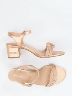 Andrea Puccini – Abendsandalen aus Metallicleder Roségold