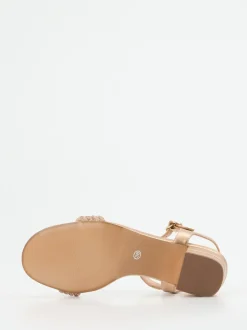 Andrea Puccini – Abendsandalen aus Metallicleder Roségold