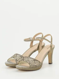 Andrea Puccini – Abendsandale aus Metallic-Textil Gold