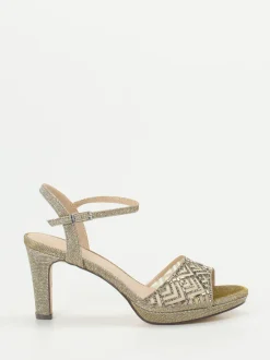 Andrea Puccini – Abendsandale aus Metallic-Textil Gold