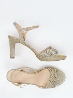 Andrea Puccini – Abendsandale aus Metallic-Textil Gold