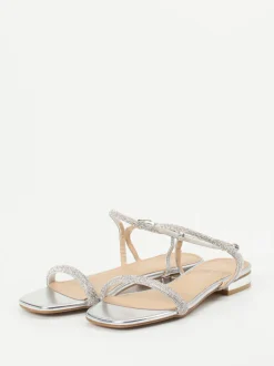 Andrea Puccini – Abendsandalen aus Metallicleder silber