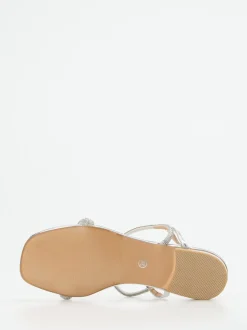 Andrea Puccini – Abendsandalen aus Metallicleder silber