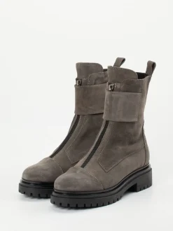 Andrea Puccini – Biker Boots aus Veloursleder in Taupe